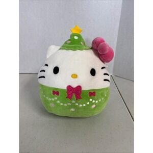 Hello Kitty Christmas Tree Squishmallow Sanrio Holiday Plush Green‎ White 8 Inch